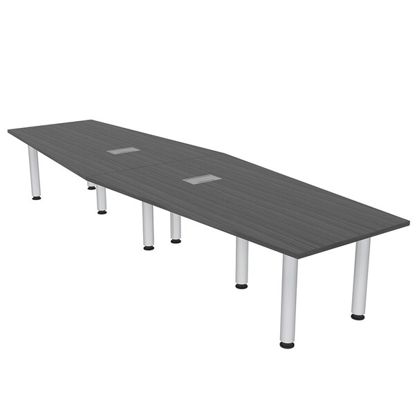 45 in W, 144 in L, 29 in H, Engineered Wood Top, Grey